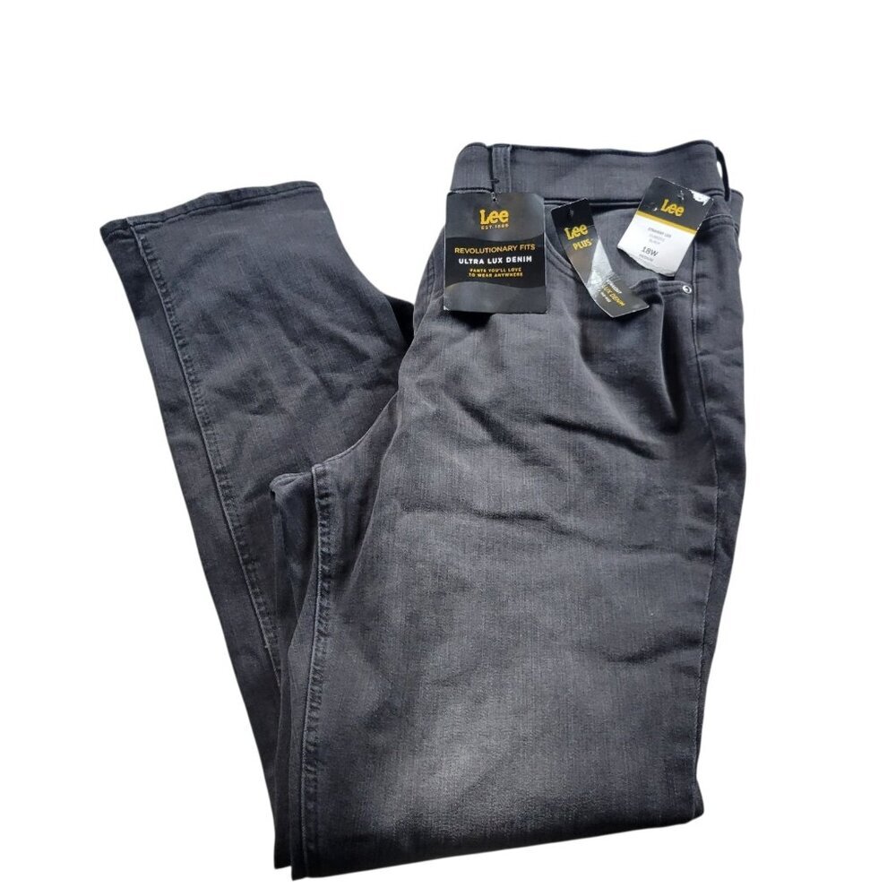 Lee Women's Ultra Lux Jeans Womens 18W Gray Slim Fit Mid Rise Straight Tags